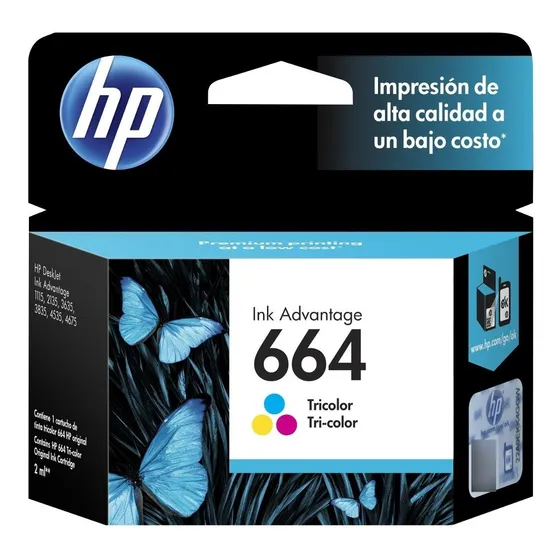 Cartucho de tinta de color HP 664 Color de 2 ml