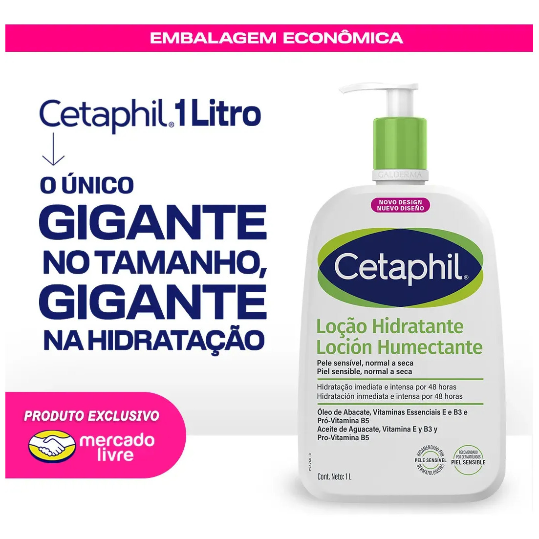 Cetaphil Loção Hidratante Corporal e Facial para Pele Sensível, Normal a Seca 1L - Hidratação 48h Cetaphil Loção Hidratante Corporal e Facial para Pele Sensível, Normal a Seca 1L - Hidratação 48h