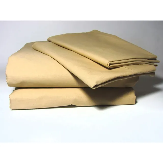 Sabanas De Algodón Bramante Tamaño King (3 Plazas) 4 Piezas Liso Beige
