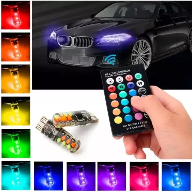 Bombillos Muelitas T10 Led Rgb Multi Color Control Remoto