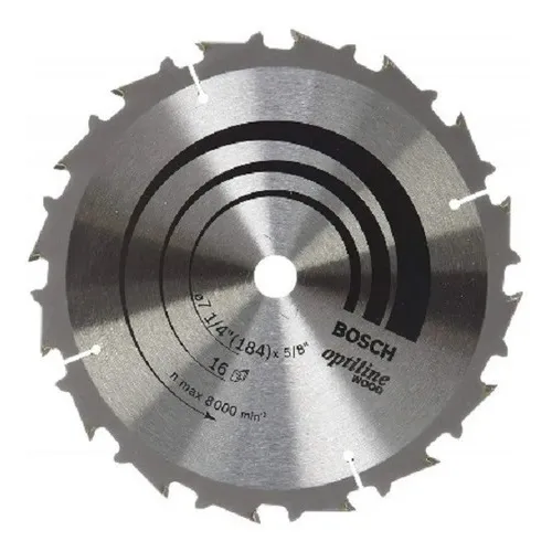 Disco De Sierra Optiline Wood 184mm 16 Dientes Plateado Bosch