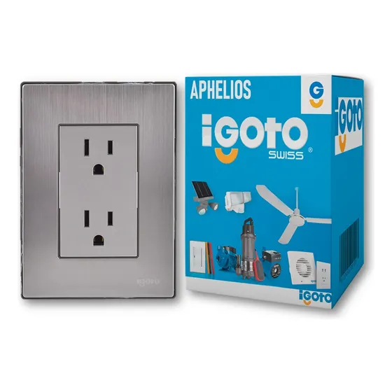 Placa Armada Inox Con Contacto Duplex Aterrizado Igoto Plata