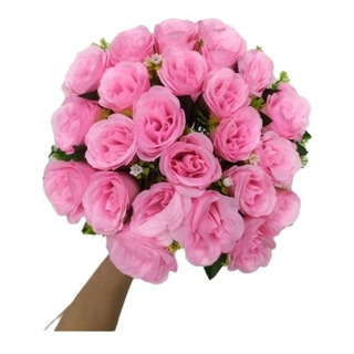 Flores Buquê Artificial 24 Botões Festas 15 Casamento Lindo Flores Buquê Artificial 24 Botões Festas 15 Casamento Lindo