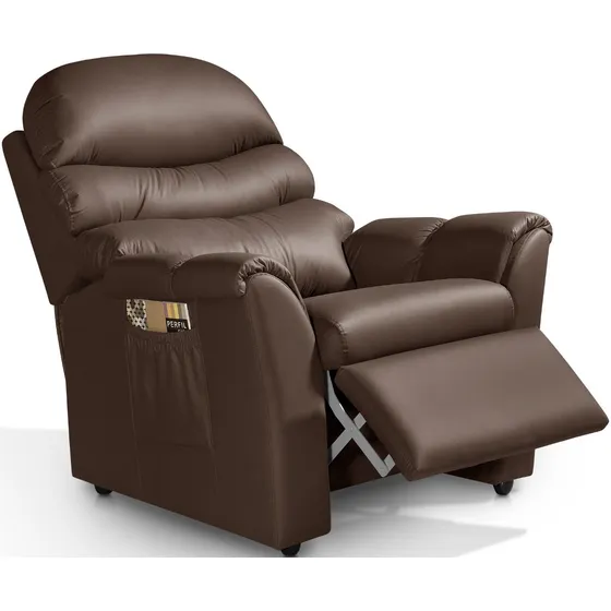 Sillon Sofa Reclinable Poltrona Butaca 3 Posiciones Recliner Color Símil Cuero PU Chocolate