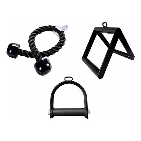 Kit 3 Puxadores Pulley Corda Estribo Triângulo Academia