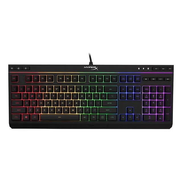 Teclado gamer HyperX Alloy QWERTY Membrana español latinoamérica color negro con luz RGB