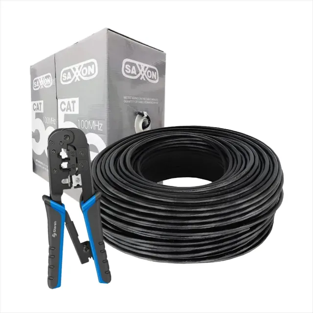 Cable Red Utp Cat5e Ext 100%cobre Doble Forro 305m + Pinza