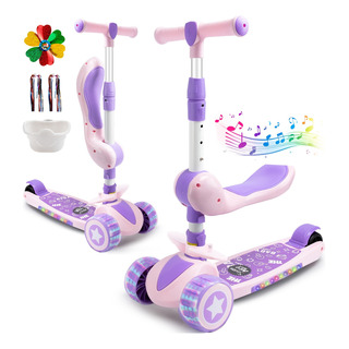 Scooter Plegable Para Niños Ajustable 3 Ruedas Con Asiento Scooter Plegable Para Niños Ajustable 3 Ruedas Con Asiento
