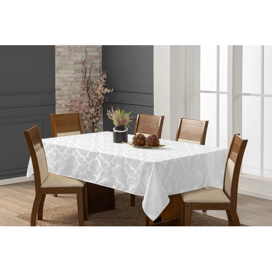 Toalha De Mesa Natalina Em Jacquard 6 Lugares 1,30 X 2,20