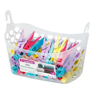 Kit Cesto + 24 Prendedores Organizador De Roupa PlĂĄstico Kit Cesto + 24 Prendedores Organizador De Roupa PlĂĄstico
