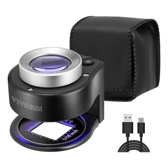 Lupa Perito Cuenta Hilos Con Escala 30x Led Uv
