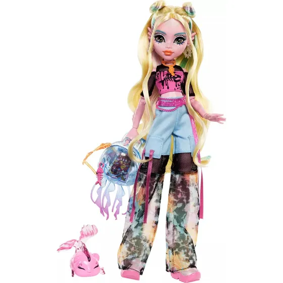 Boneca De Moda Azul Monster High Lagoona Com Peixe De Estima