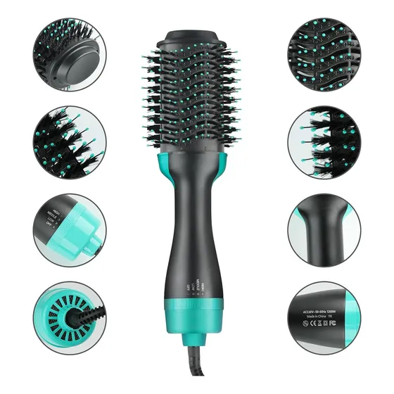 Secador De Pelo Cepillo Voluminizador Brushing 3 En 1 Color Verde