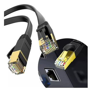 Cable Red Plano Categoria 7 Cat7 Rj45 Utp Ethernet 10 Metros Slim Company Negro Cable Red Plano Categoria 7 Cat7 Rj45 Utp Ethernet 10 Metros Slim Company Negro