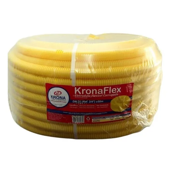 Kit C/ 5 Rolo Eletroduto Conduíte Corrugado 3/4 50mt  Krona 