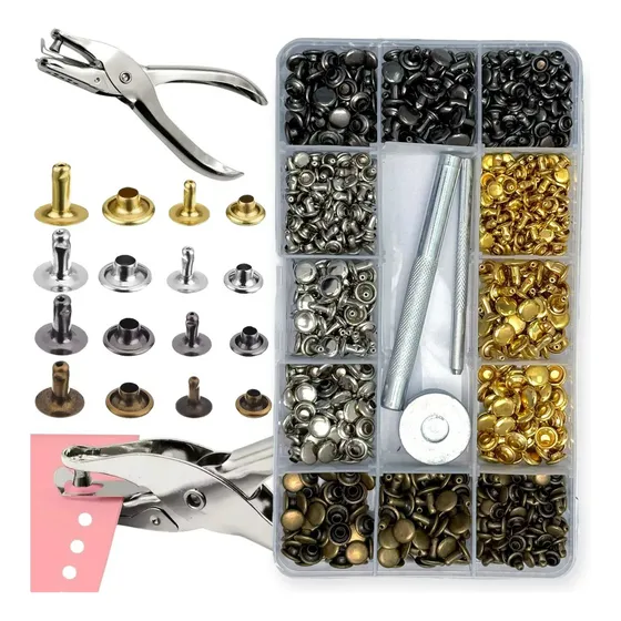 Kit Con Remaches 6/8/12mm + Colocador A Golpe. Marroquinería