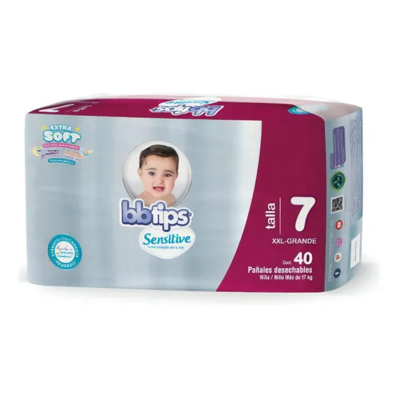 Pañales Bbtips 7 Xxl-Grande Unisex tamaño Extra extra grande (XXl-Grande) sobre 17 kilos