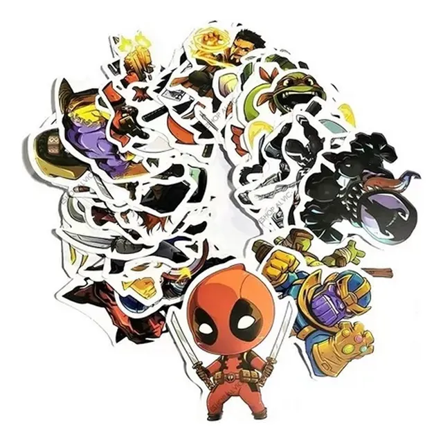 Stickers De Superheroes 50un Comic Dibujos Animados Series
