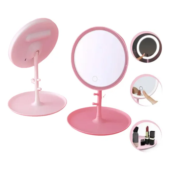 Espejo Para Maquillaje Con Luz Led Redondo Encendido Tactil