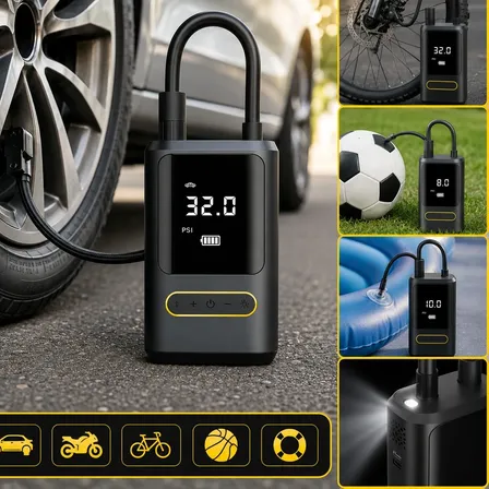 Mini Compressor Portátil Digital Carro Moto Bike Sem Fio Preto 127v 50/60hz