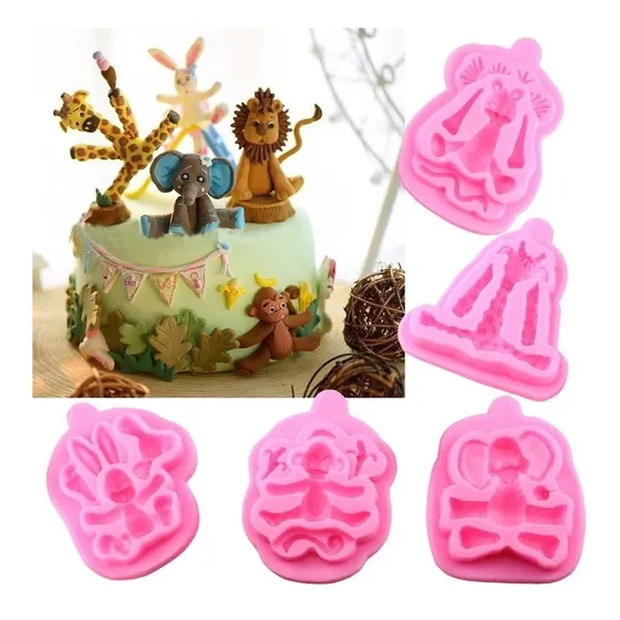 Molde Silicona Animalitos De La Selva Reposteria Porcelana