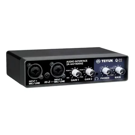 Interface De Áudio Teyun Q22 Usb 96khz 24bit Gravação Profissional Preto 5v
