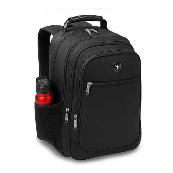 Mochila Masculina Faculdade Impermeável Resistente Grande Cor Preto Desenho do tecido Liso