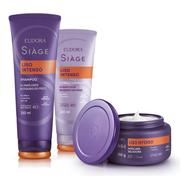 Eudora Kit Siáge Liso Intenso Shampoo 250ml + Condicionador 200ml + Máscara 250g