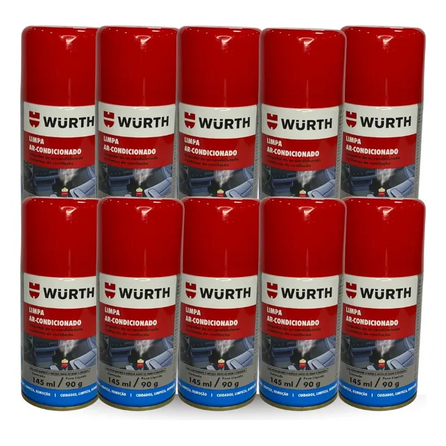 Kit 10 Limpa Ar Condicionado Carro Novo Fragrâncias Wurth 