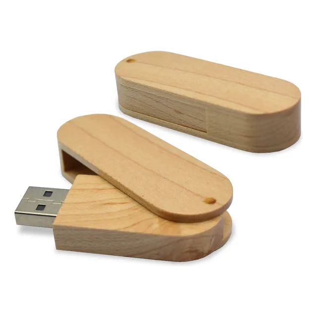 Memoria Usb Giratorio Bambú 4gb Paq.10pz Sin Impresión