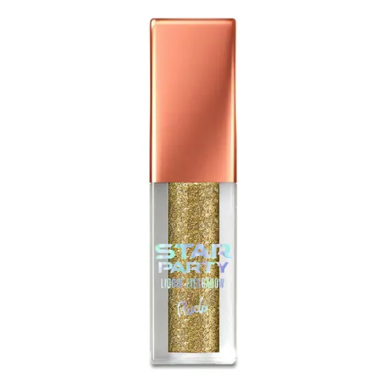 Sombra Liquida Star Party Liquid Eyeshadow Tono Galactic Volage Dorado Acabado Con Glitter Rude Cosmetics