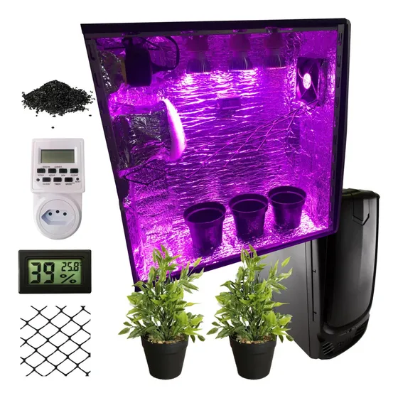 Estufa Grow Indoor Pc Completa Full Spectrum Temporizador Cor Preto