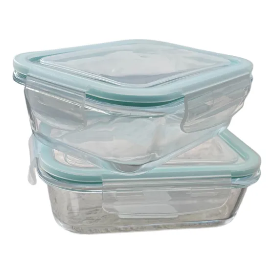 Set X2 Tuppers De Vidrio 700ml Hermetico Rectangular Micrond