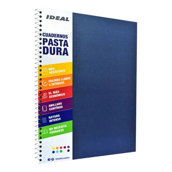 Cuaderno Espiral A4 100hjs 1 Línea Pasta Dura Azul
