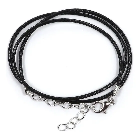 12 Piezas De Cordon O Cuerda Negro Para Collares Con Cierres