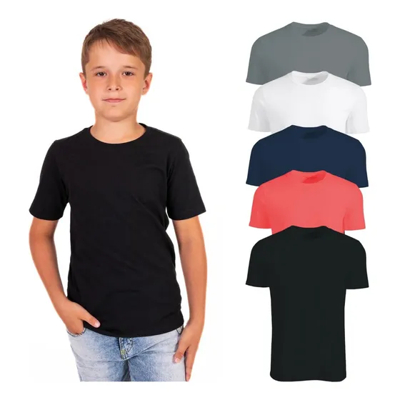 Kit 5 Camisetas Infantil Juvenil Básica Atacado 4 Ao 16 Slim