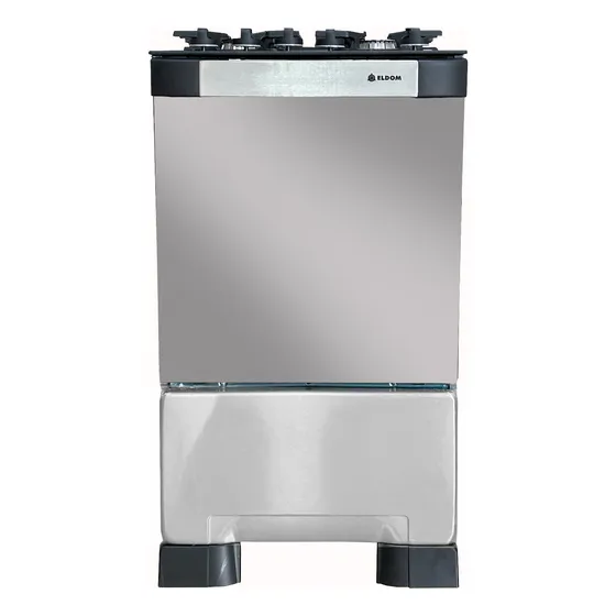 Cocina Eldom Decovt Mesada De Vidrio Negro Y Parrilla Hierro Gris