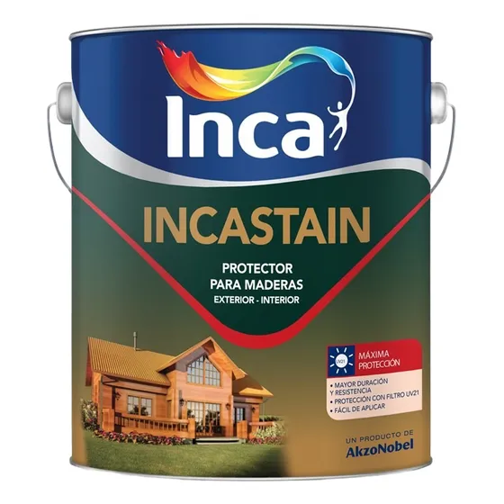 Pintura Protector De Madera Inca Incastain 1lt Ecopint Acabado Satinado Color Caoba