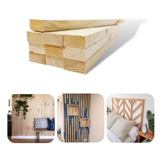 Fardo 40 Ripas Madeira Pinus P/ Artesanatos Ripado 4x1x85cm