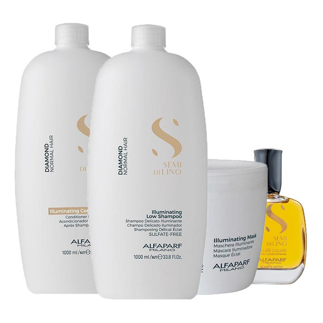 Kit Alfaparf Semi Di Lino Diamond - Sh + Cond + Másc + Óleo Kit Alfaparf Semi Di Lino Diamond - Sh + Cond + Másc + Óleo