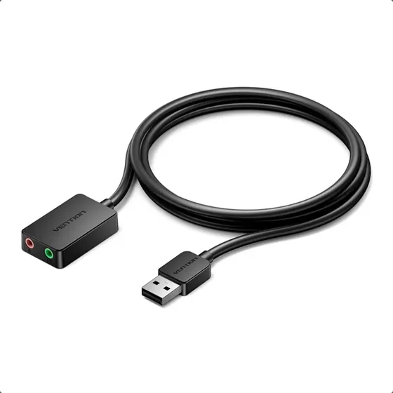 Tarjeta Sonido Usb Vention Para Ps5 Ps4 1m Dual Jack 3.5 Mic
