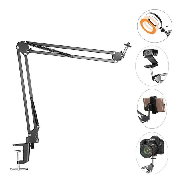 Brazo Unversal Fotografía Reforzado Rosca 1/4 Webcam Aro Led