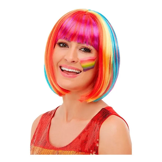 Peluca Sintetica Corta Bob Multicolor Halloween Fiesta