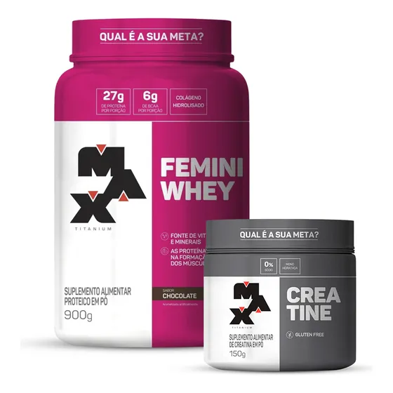 Combo Whey Feminino 900g E  Creatina Monohidratada 150g Max