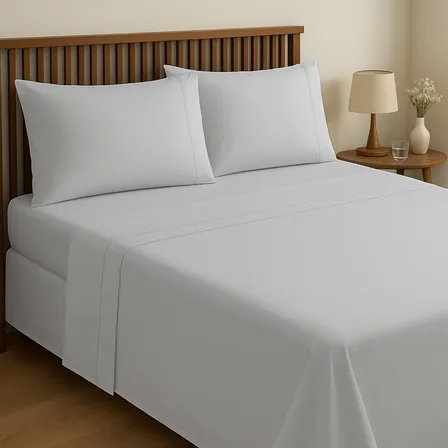 Jogo De Lençol Queen 600 Fios 100% Algodão Egipcíos 04 Peças Cinza Liso