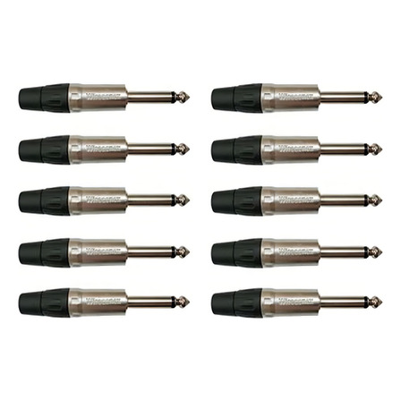 Plug P10 Mono 6,3mm 1/4 Nickel Plt Ts L Wc 1112 Pack C/10 Un Cor Preto Wireconex Plug P10 Mono 6,3mm 1/4 Nickel Plt Ts L Wc 1112 Pack C/10 Un Cor Preto Wireconex