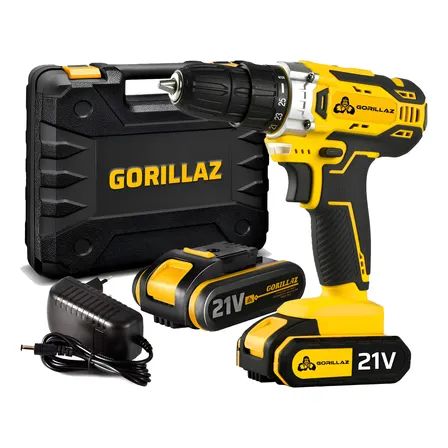 Parafusadeira Furadeira De Impacto 21v Bivolt C/ 2 Baterias - Amarelo - 60