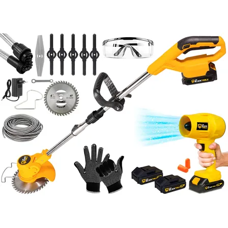 Roçadeira Cortador De Grama A Bateria + Soprador De Folhas 127/220v Amarelo