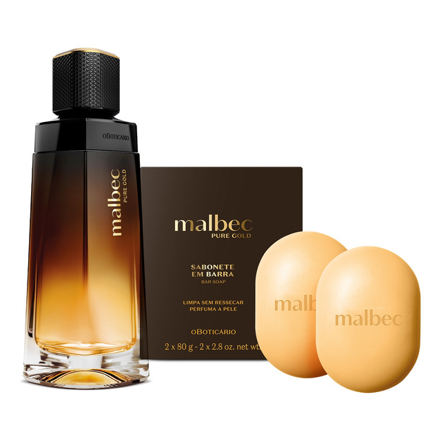 Combo Malbec Pure Gold: Desodorante Colônia 100ml + Sabonete Em Barra 2x80g Combo Malbec Pure Gold: Desodorante Colônia 100ml + Sabonete Em Barra 2x80g