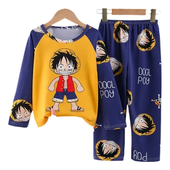 Pijamas Kawaii Niños One Piece Luffy Algodon